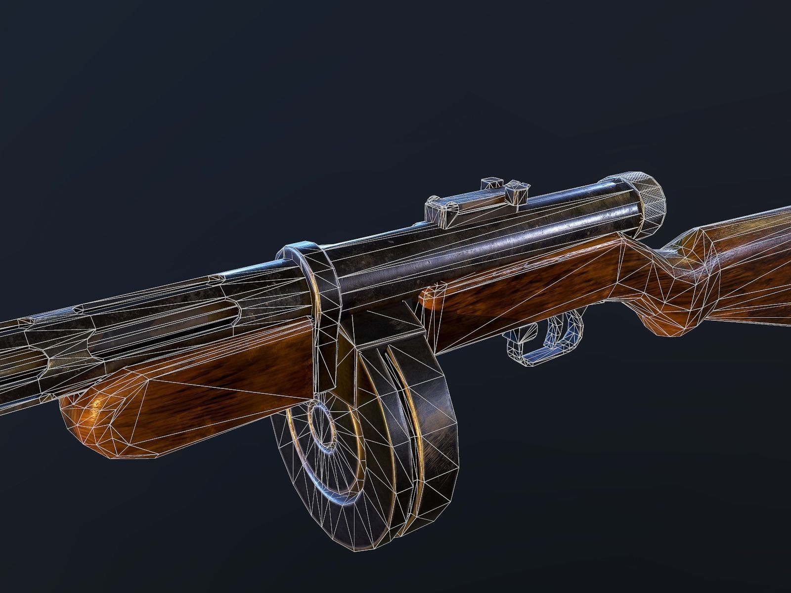 PPD40 soviet ww2 machine gun pbr Low-poly 3D model_10