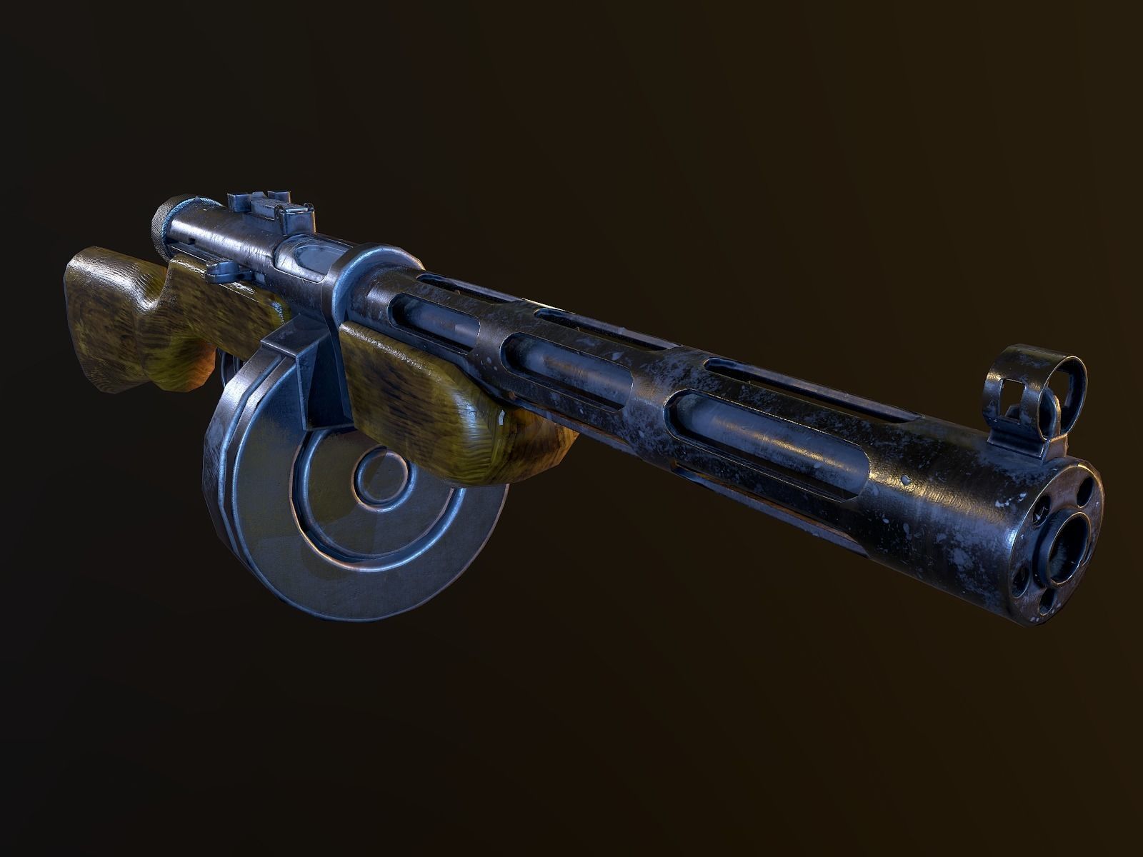 PPD40 soviet ww2 machine gun pbr Low-poly 3D model_6