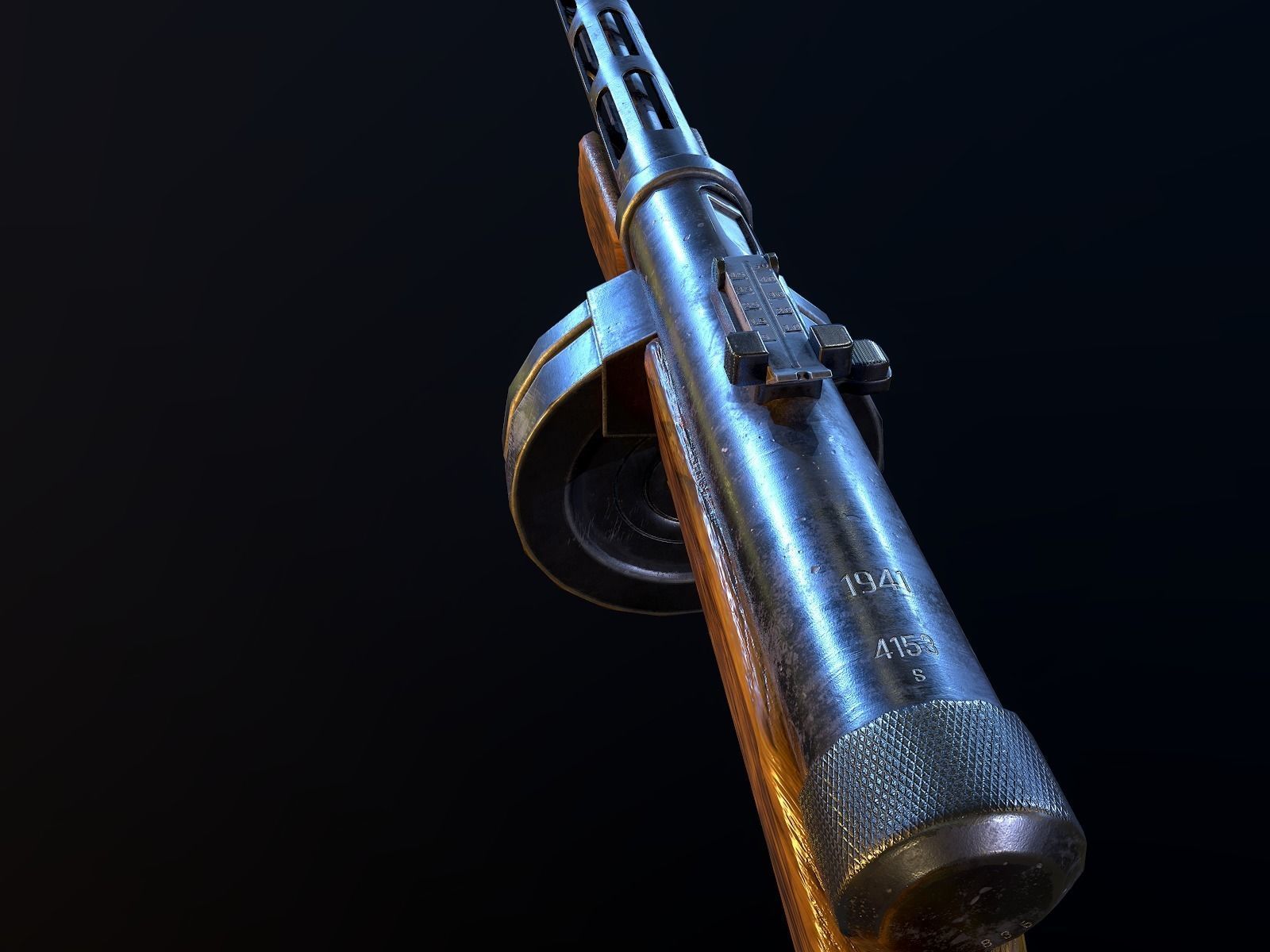 PPD40 soviet ww2 machine gun pbr Low-poly 3D model_3