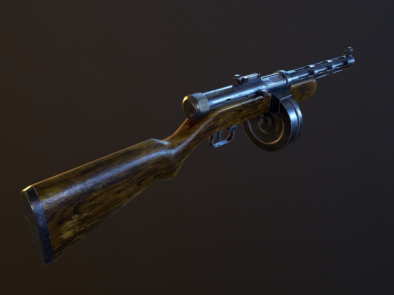 PPD40 soviet ww2 machine gun pbr Low-poly 3D model_5