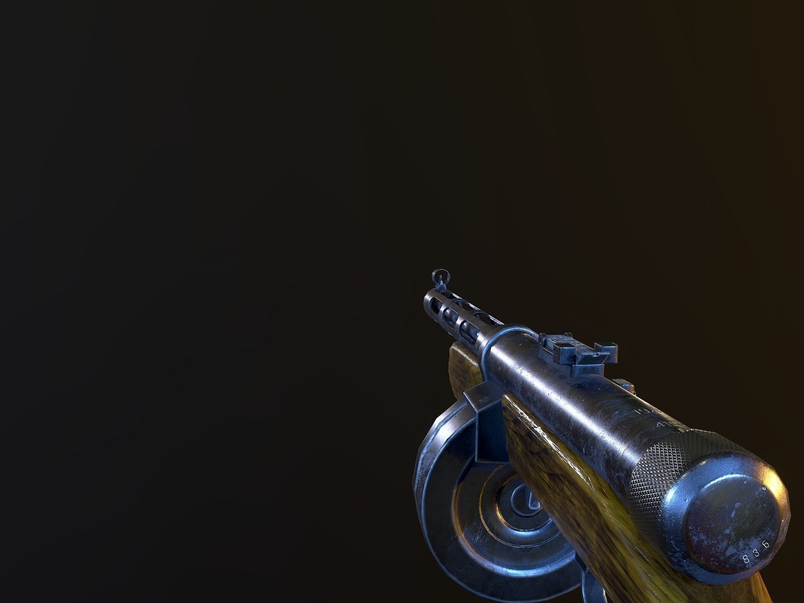 PPD40 soviet ww2 machine gun pbr Low-poly 3D model_8