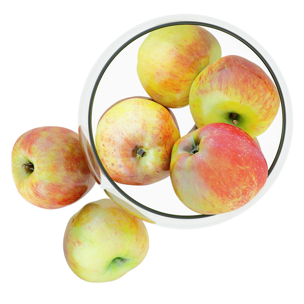 Apples in a Glass Round Vase 3D model_5