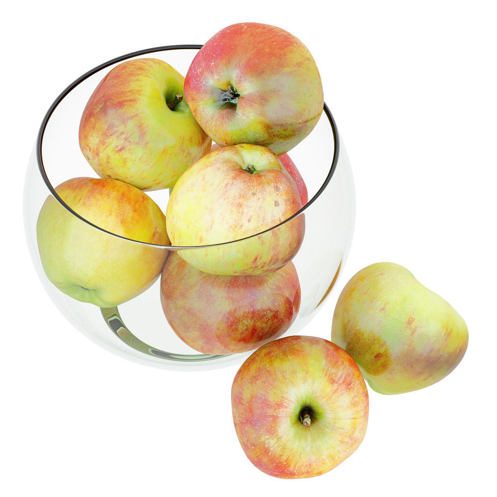 Apples in a Glass Round Vase 3D model_6