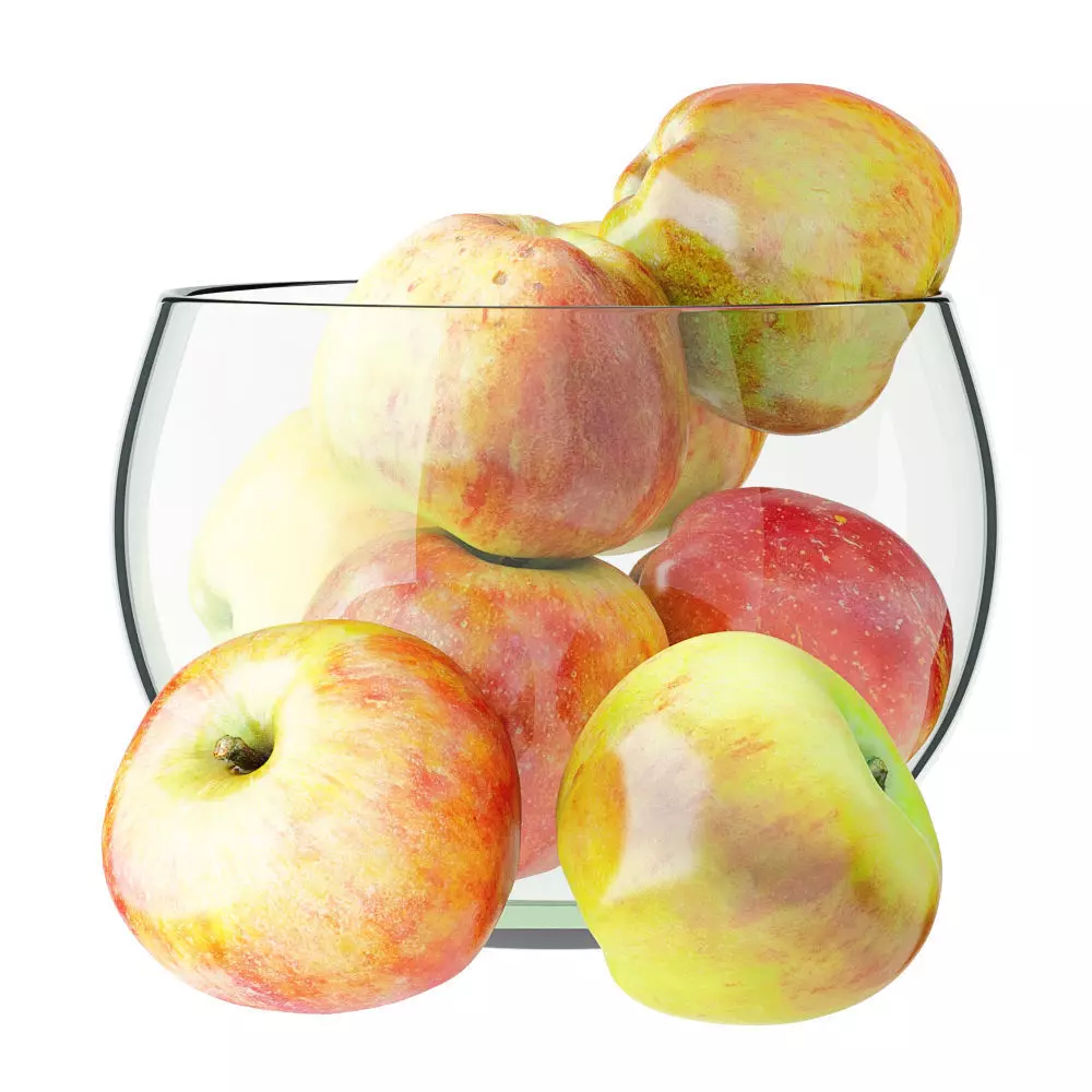 Apples in a Glass Round Vase 3D model_0