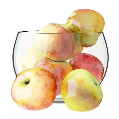 Apples in a Glass Round Vase 3D model