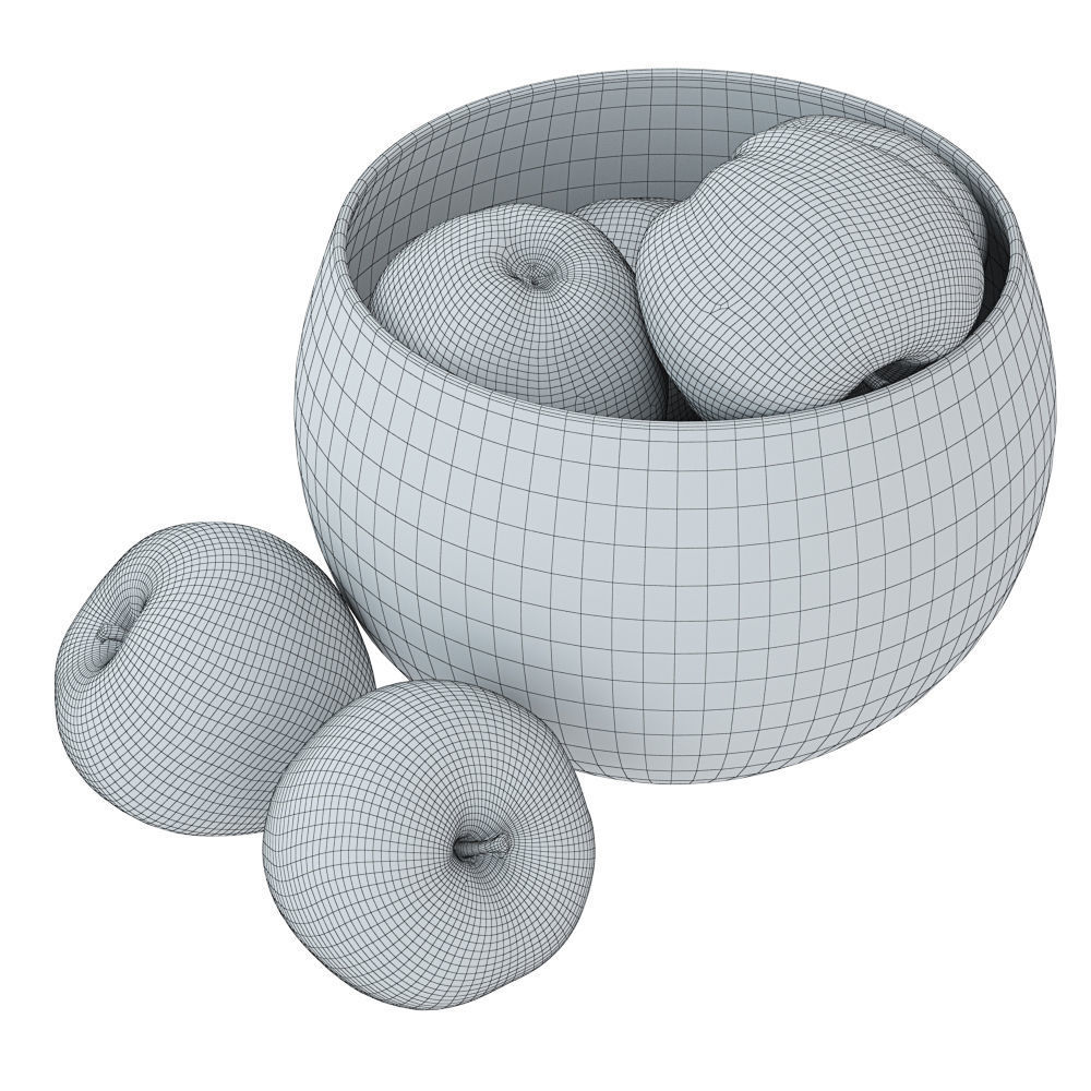 Apples in a Glass Round Vase 3D model_7