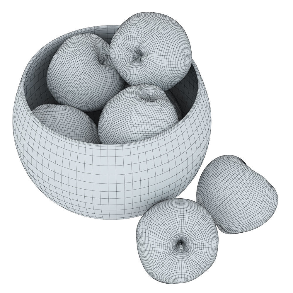 Apples in a Glass Round Vase 3D model_8