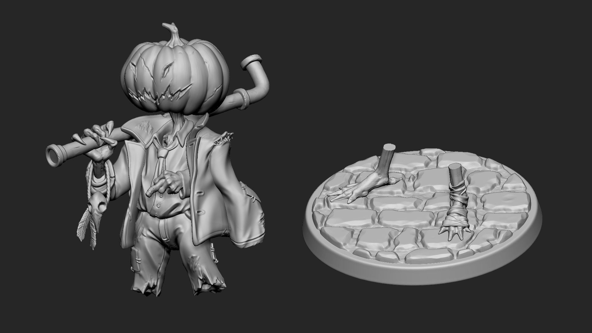 Pumpkin Scarecrow 32mm - 75mm scale 3D print model_7