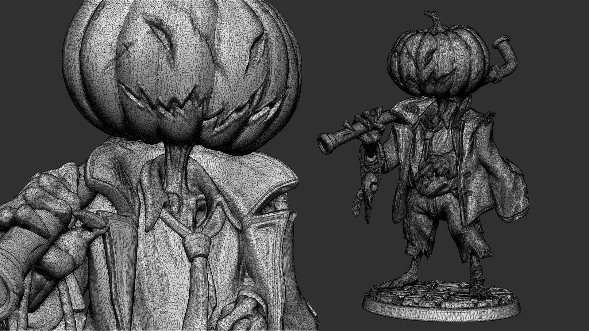 Pumpkin Scarecrow 32mm - 75mm scale 3D print model_8