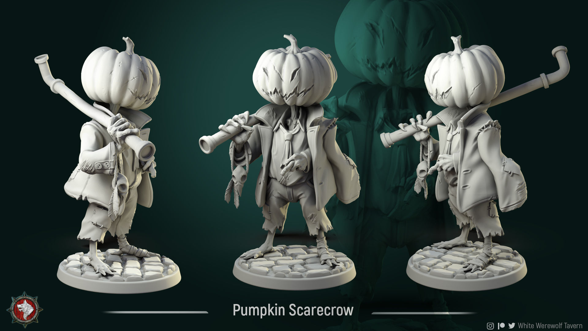 Pumpkin Scarecrow 32mm - 75mm scale 3D print model_1