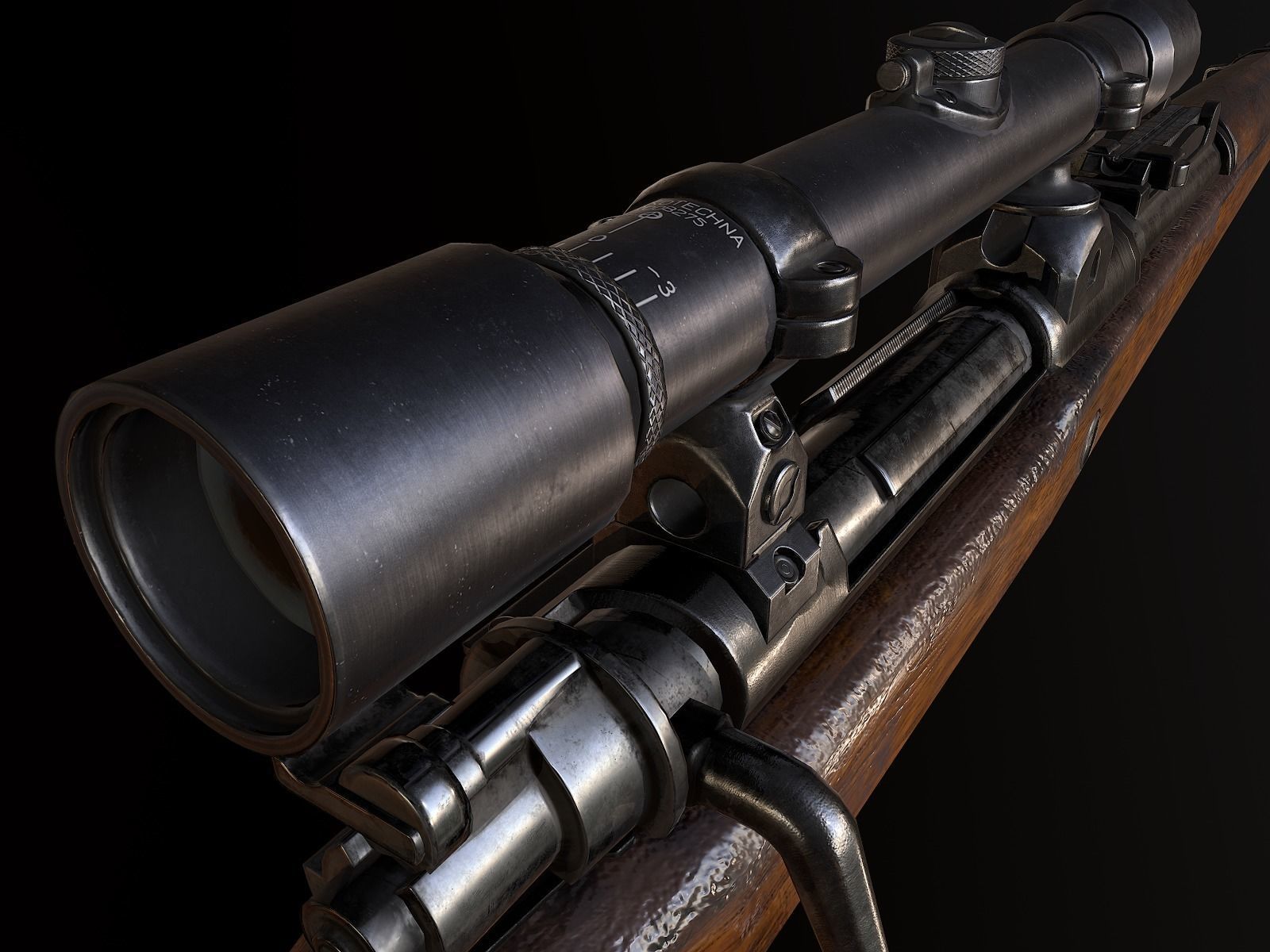 Mauser 98k WW2 german Rifle Kar98k PBR Low-poly 3D model_12