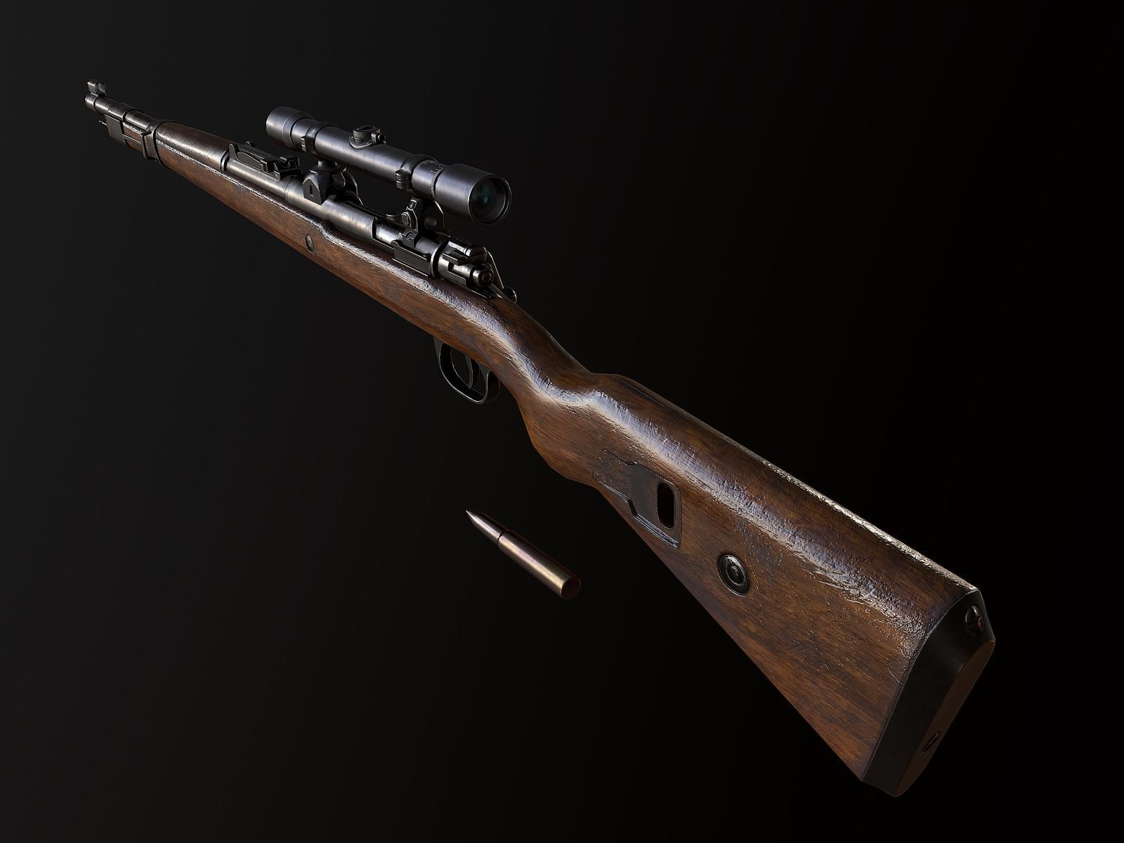 Mauser 98k WW2 german Rifle Kar98k PBR Low-poly 3D model_4