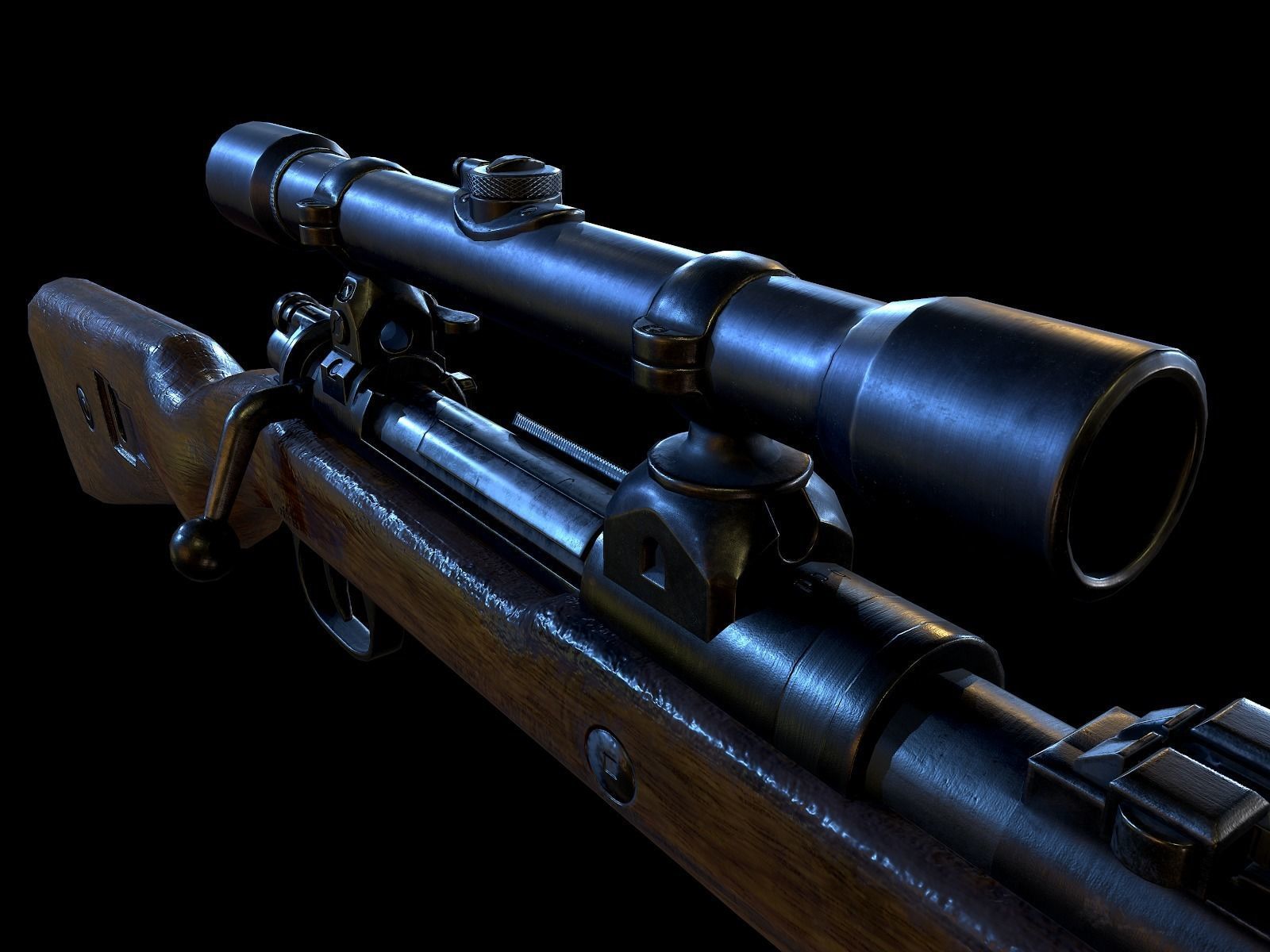 Mauser 98k WW2 german Rifle Kar98k PBR Low-poly 3D model_2