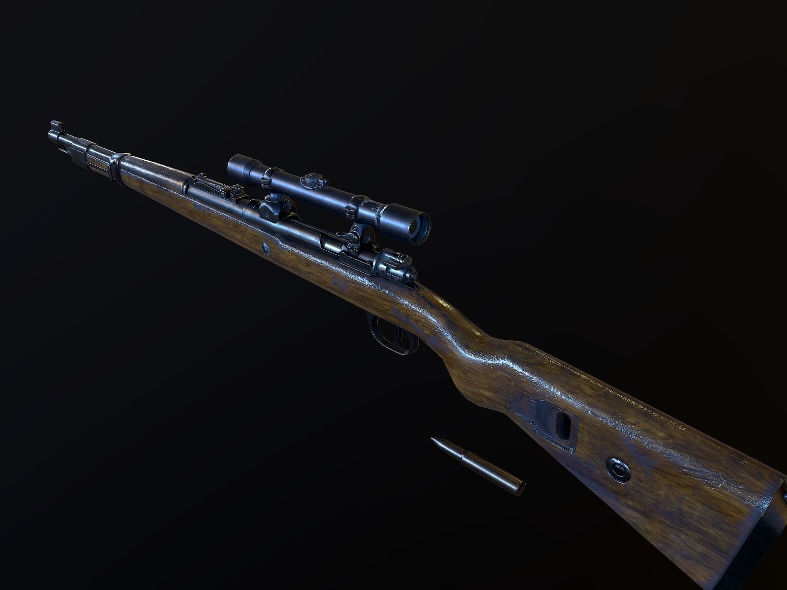 Mauser 98k WW2 german Rifle Kar98k PBR Low-poly 3D model_6