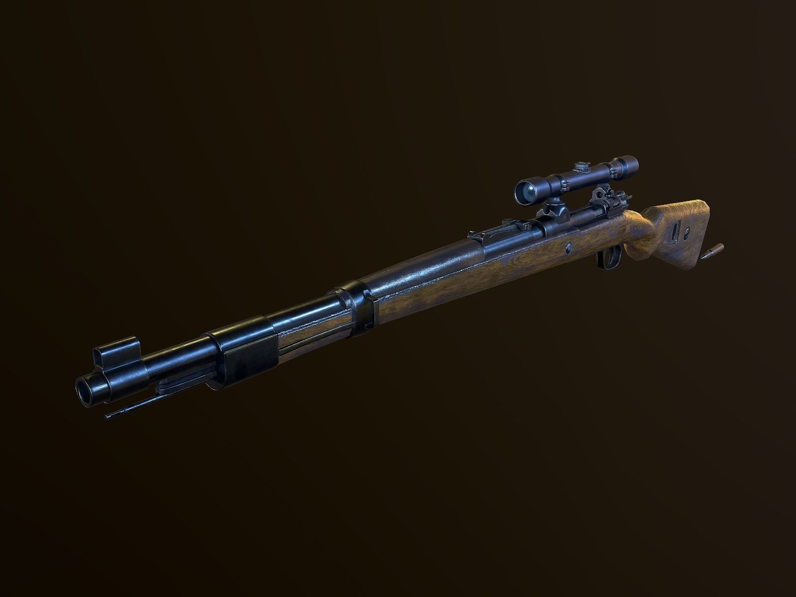 Mauser 98k WW2 german Rifle Kar98k PBR Low-poly 3D model_5