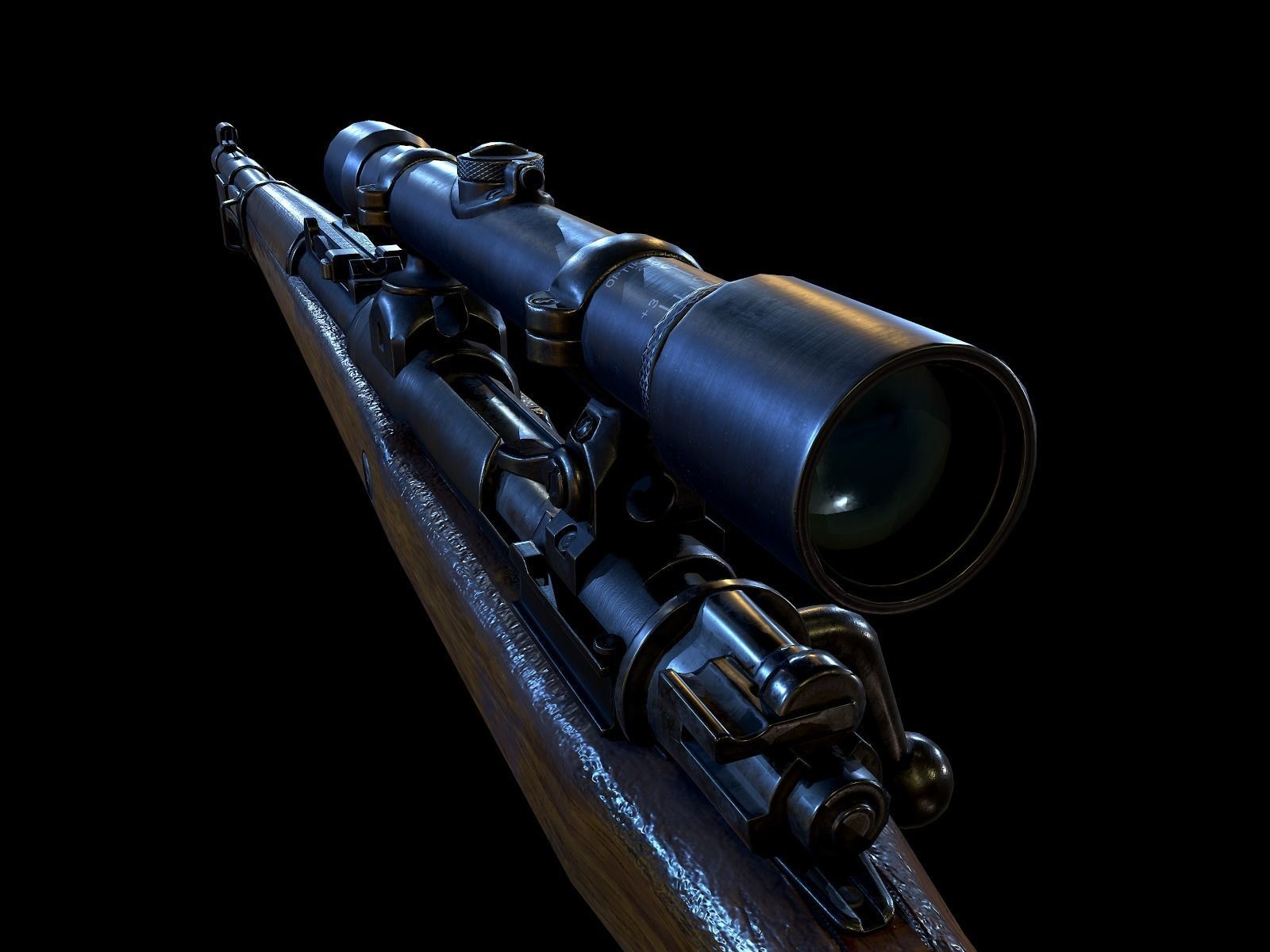 Mauser 98k WW2 german Rifle Kar98k PBR Low-poly 3D model_1