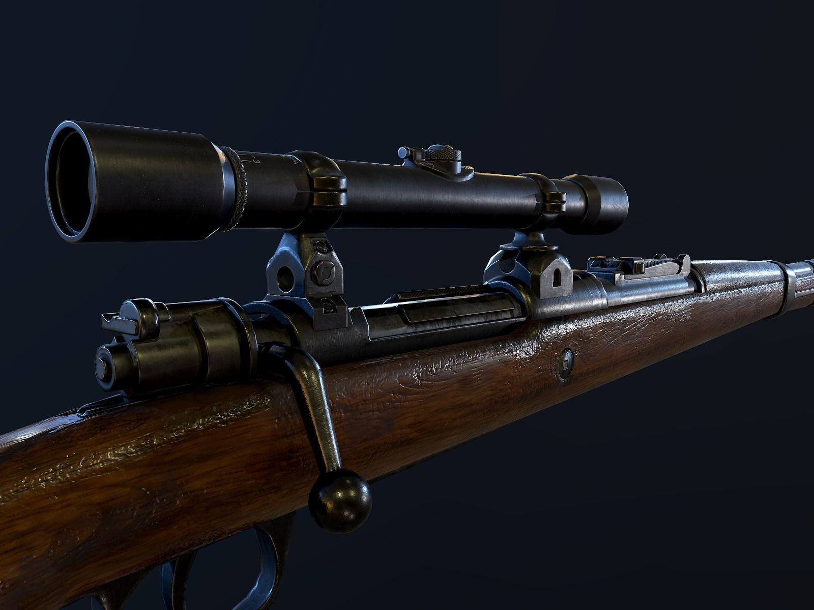 Mauser 98k WW2 german Rifle Kar98k PBR Low-poly 3D model_11