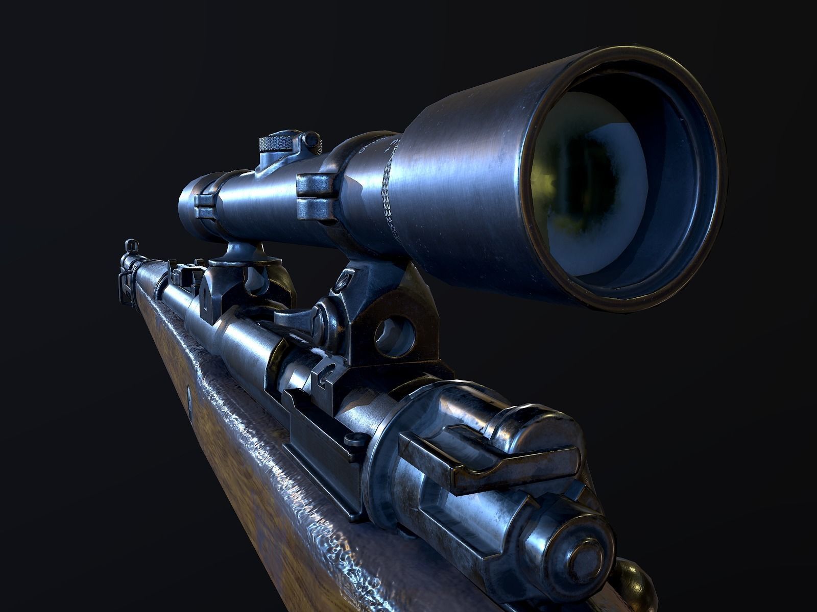 Mauser 98k WW2 german Rifle Kar98k PBR Low-poly 3D model_14