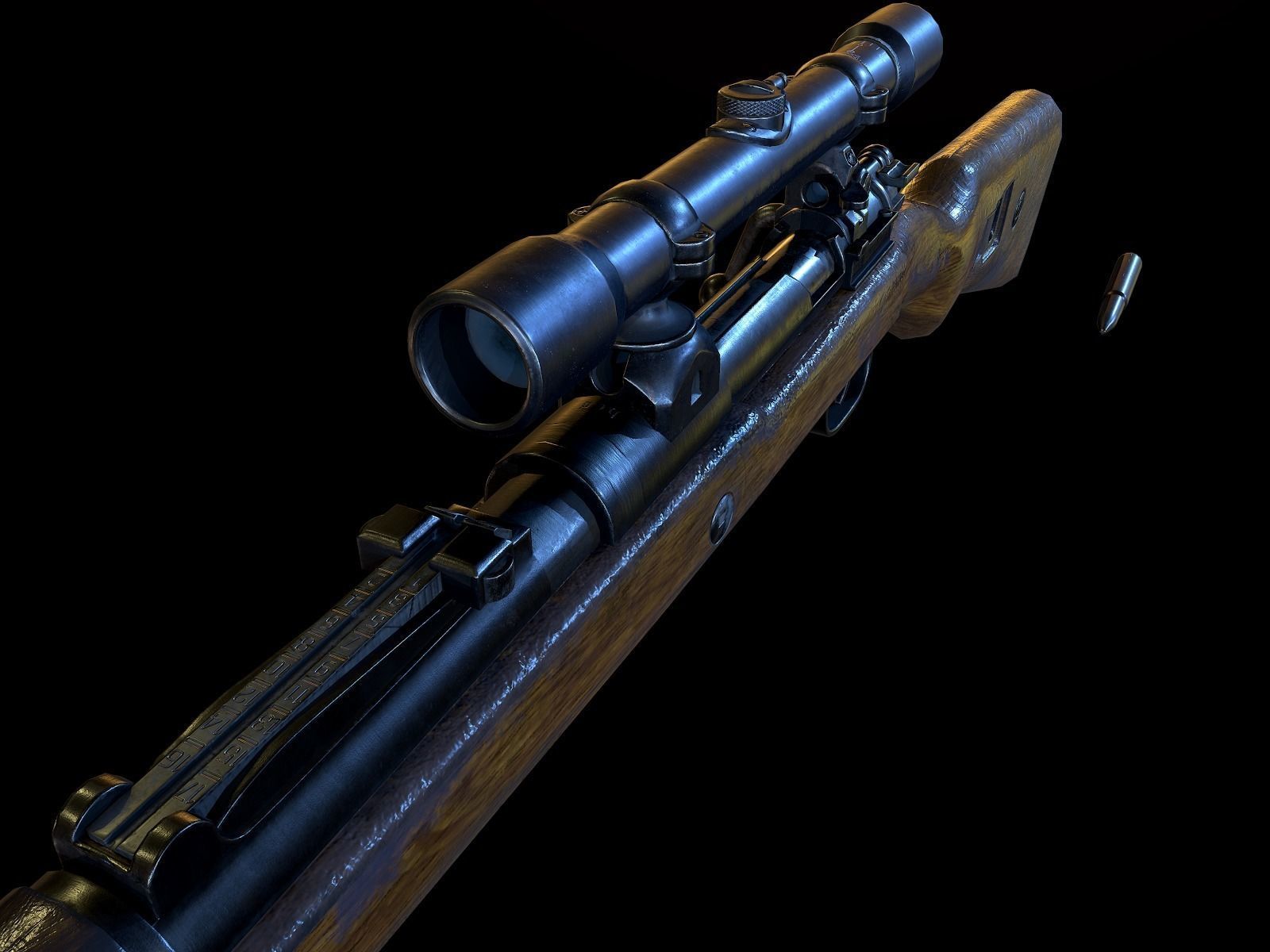 Mauser 98k WW2 german Rifle Kar98k PBR Low-poly 3D model_3