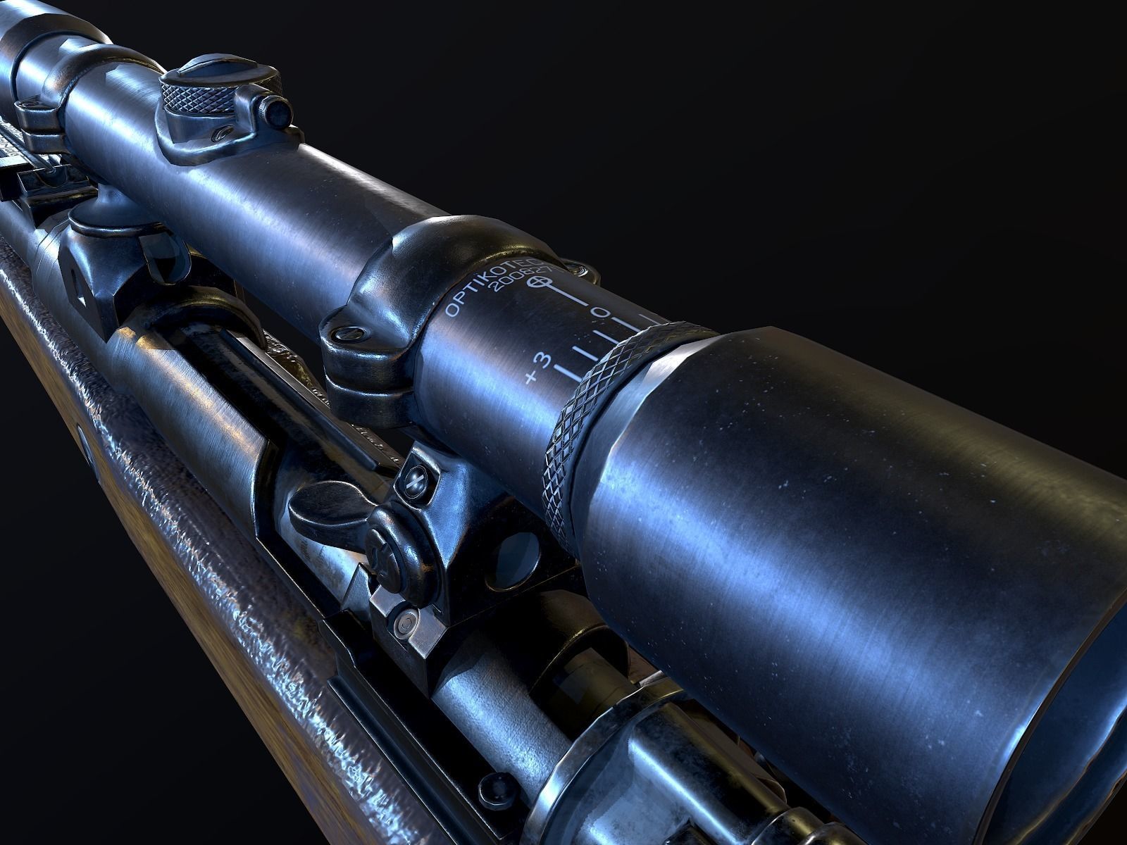 Mauser 98k WW2 german Rifle Kar98k PBR Low-poly 3D model_13