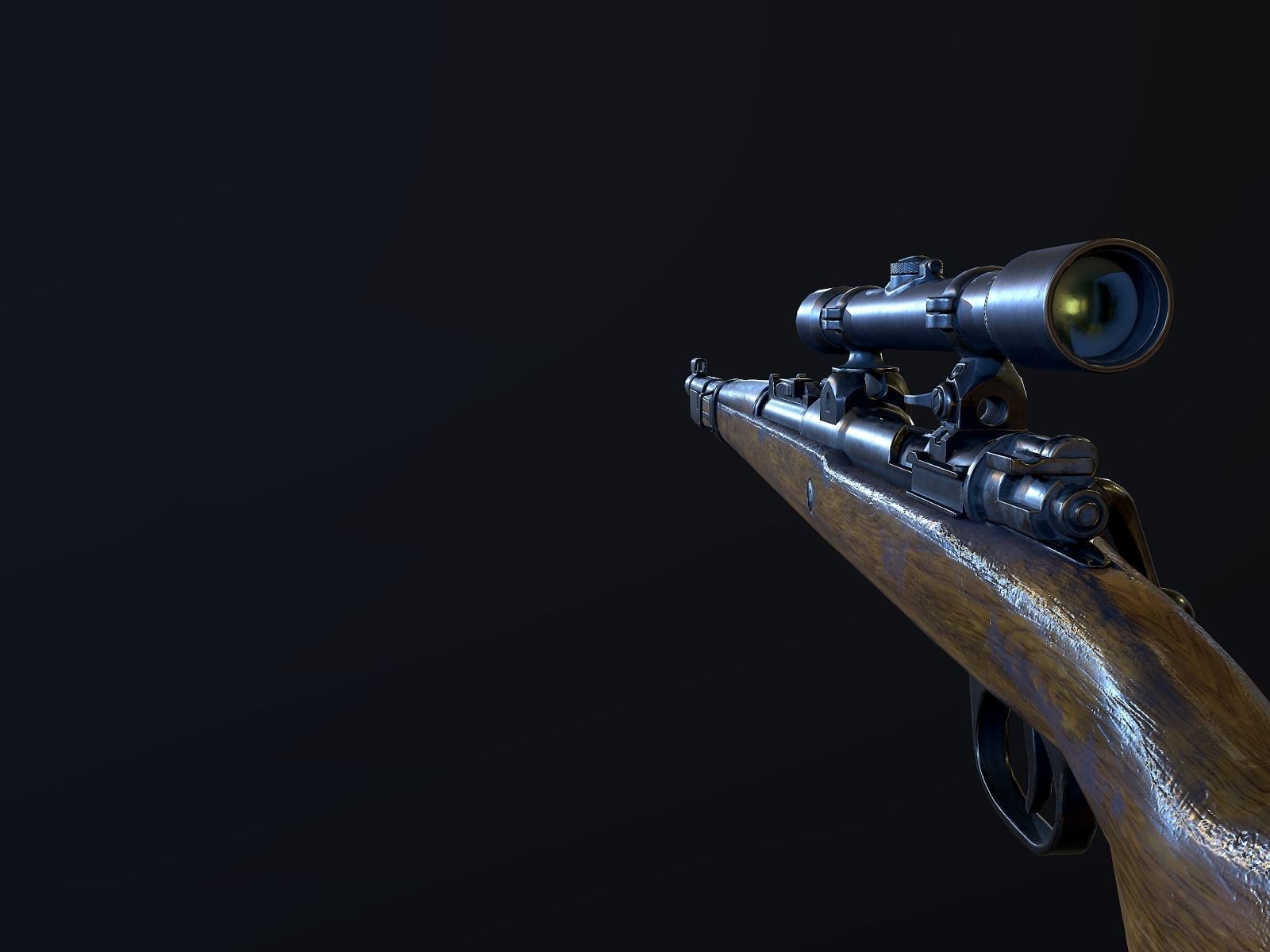 Mauser 98k WW2 german Rifle Kar98k PBR Low-poly 3D model_8