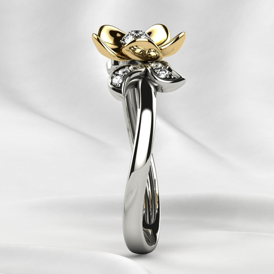 Flower Gold Ring 3D print model_15
