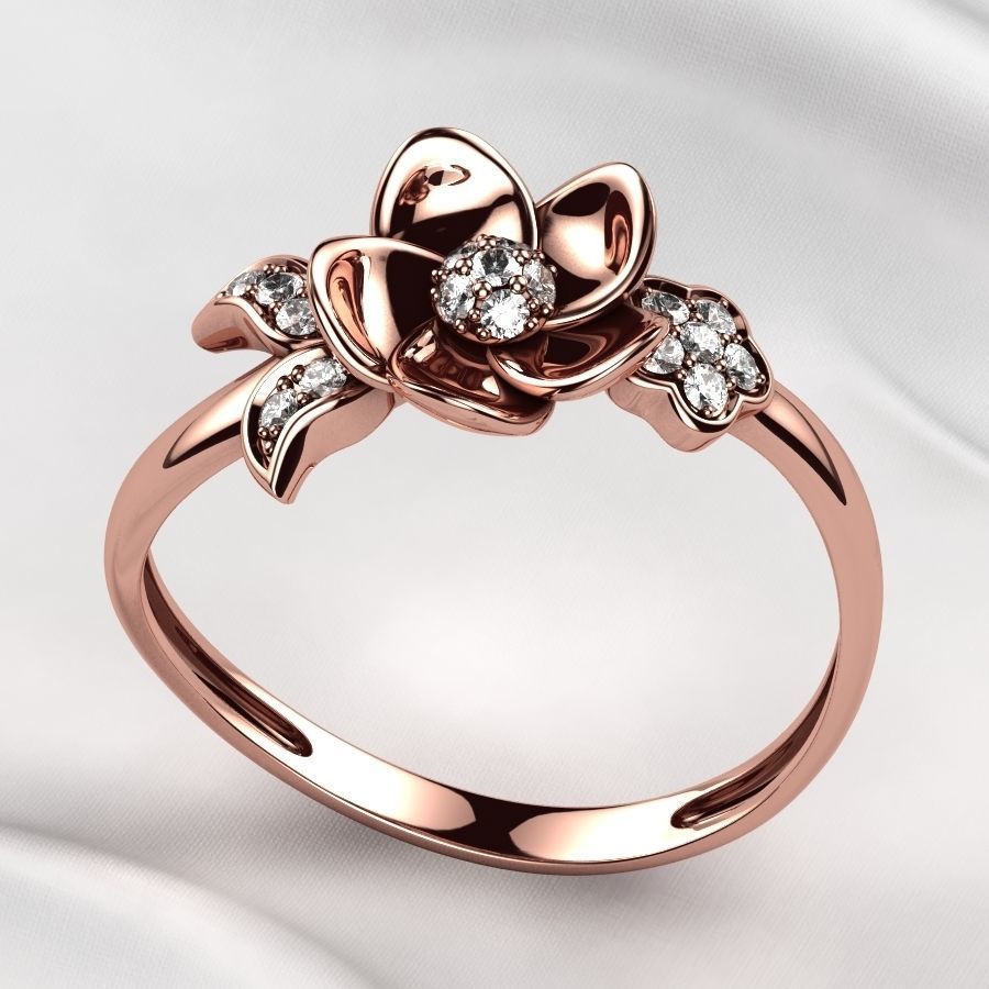 Flower Gold Ring 3D print model_8