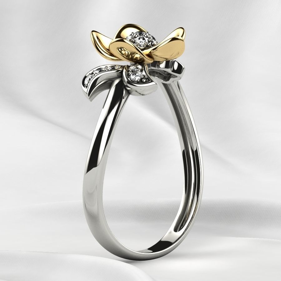 Flower Gold Ring 3D print model_17