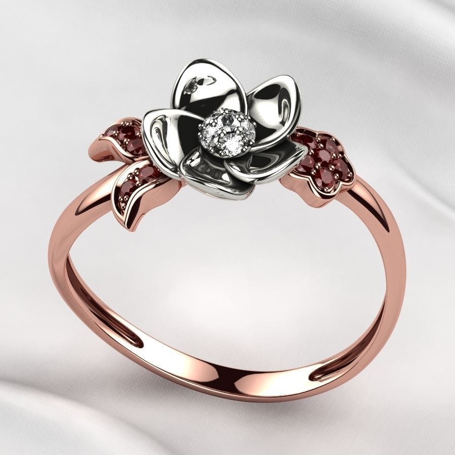 Flower Gold Ring 3D print model_7