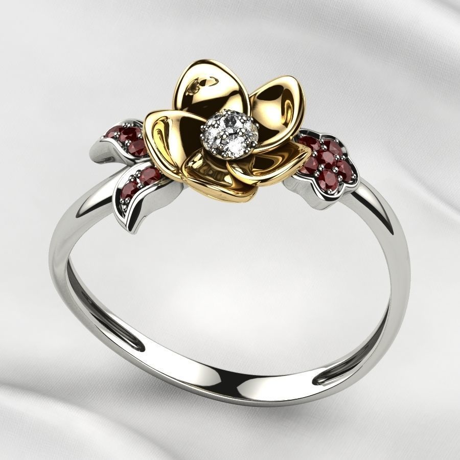 Flower Gold Ring 3D print model_3