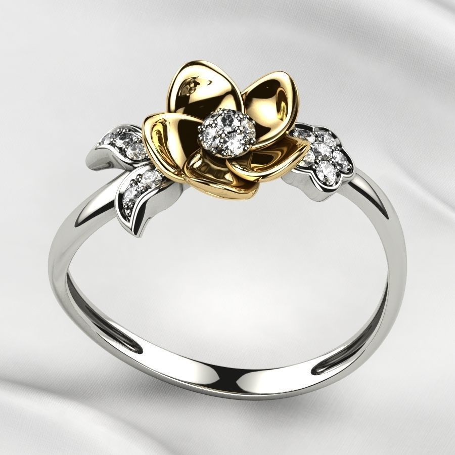 Flower Gold Ring 3D print model_13