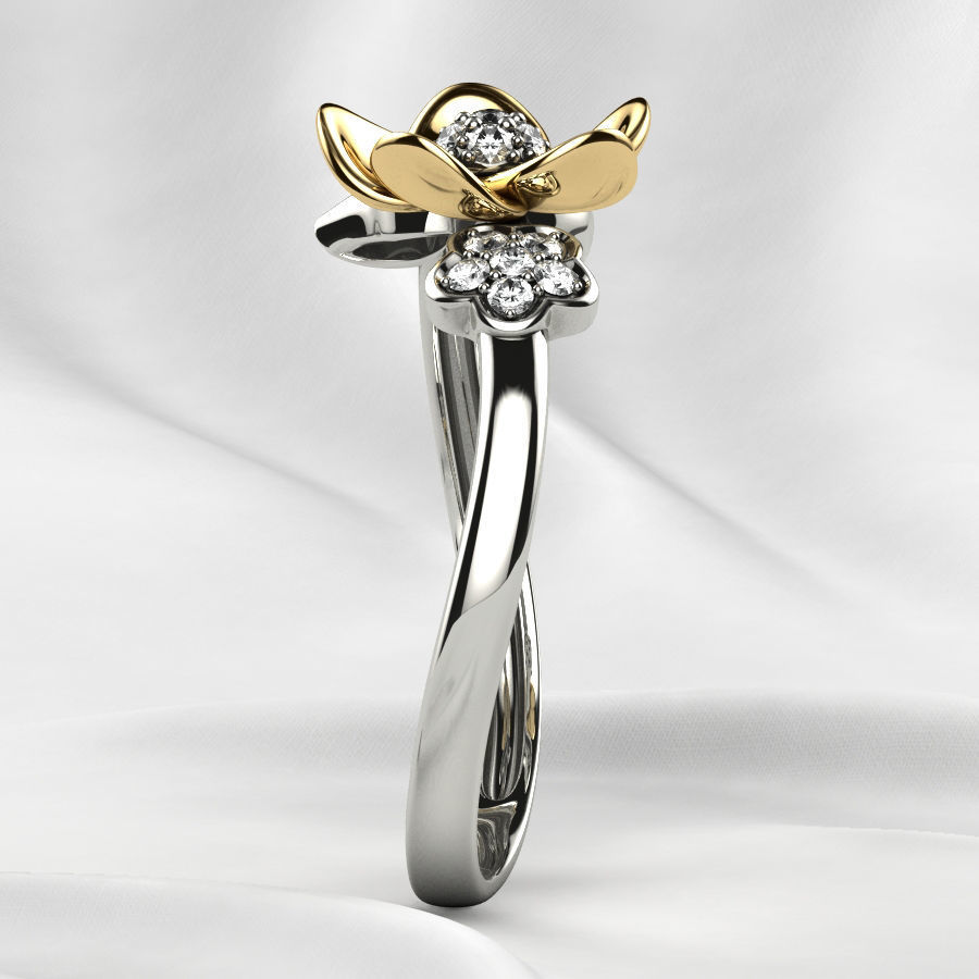 Flower Gold Ring 3D print model_27