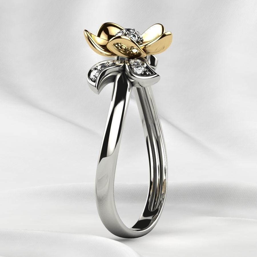 Flower Gold Ring 3D print model_16