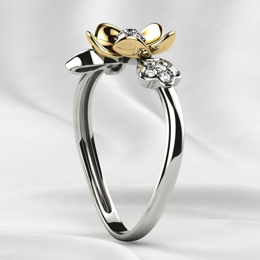 Flower Gold Ring 3D print model_25