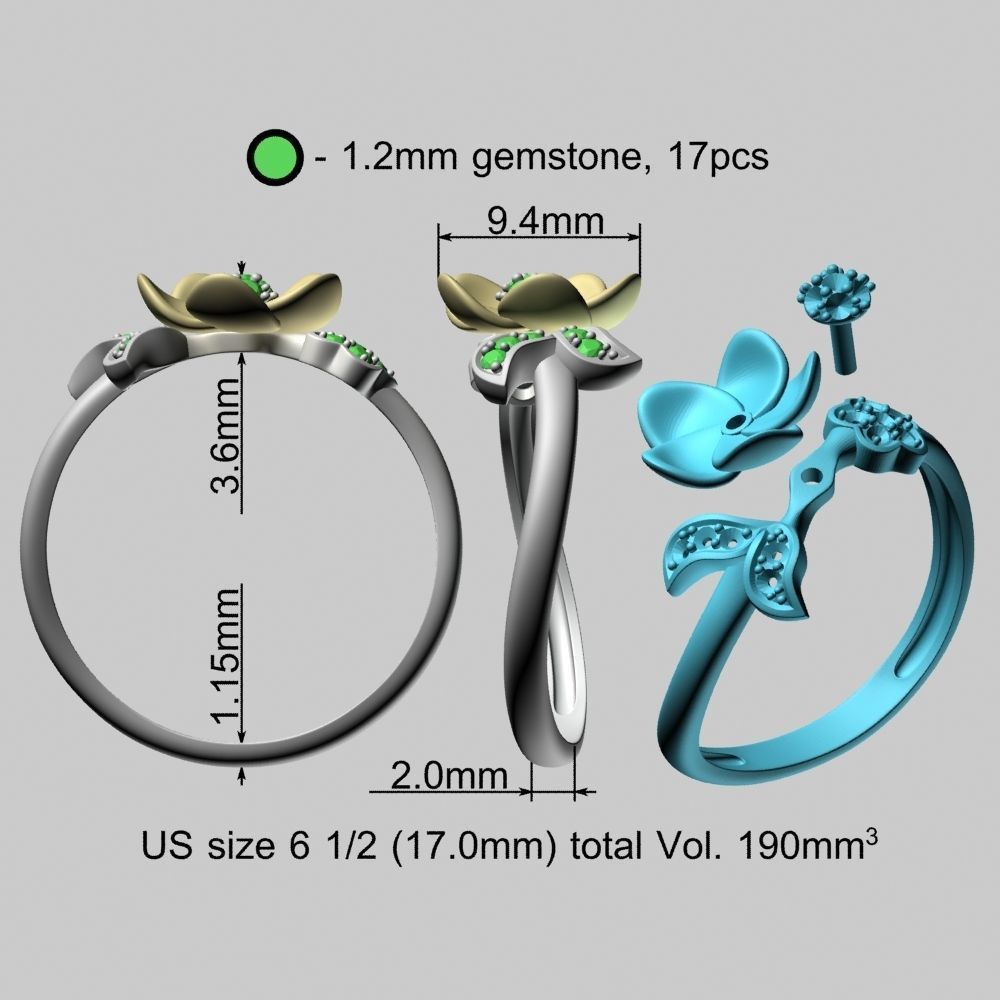 Flower Gold Ring 3D print model_28