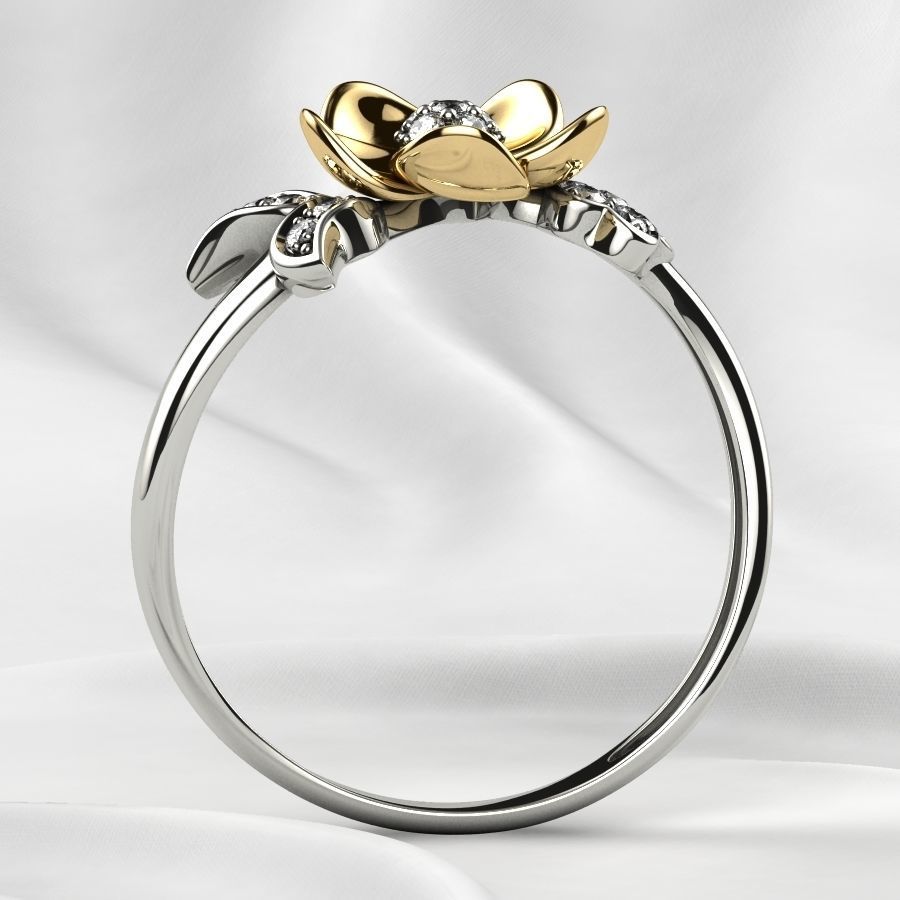 Flower Gold Ring 3D print model_20