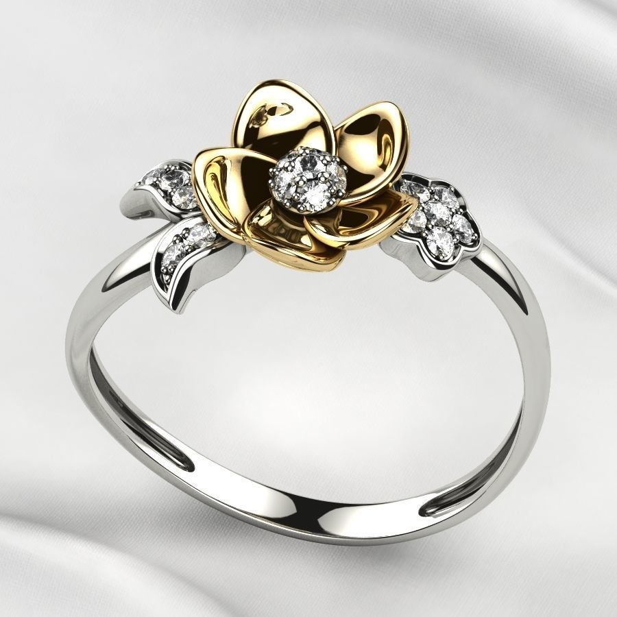 Flower Gold Ring 3D print model_1