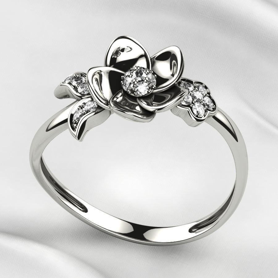 Flower Gold Ring 3D print model_9