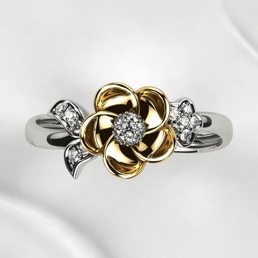 Flower Gold Ring 3D print model_14
