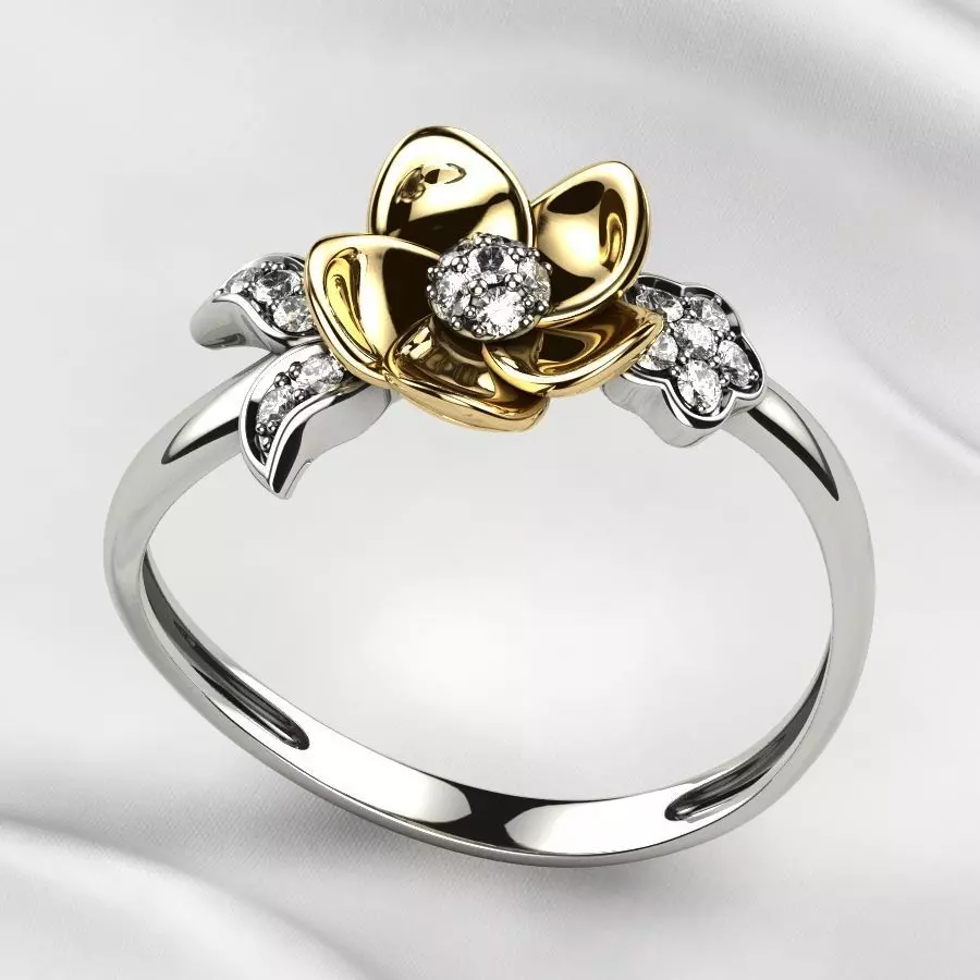 Flower Gold Ring 3D print model_0