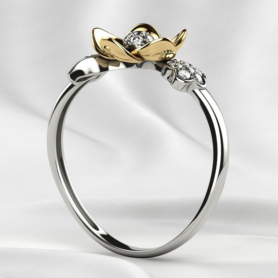 Flower Gold Ring 3D print model_23