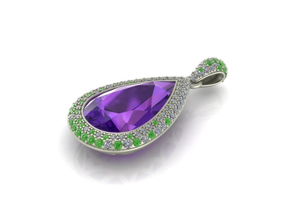 Pendant with Pear Stone diamonds 3D print model_3