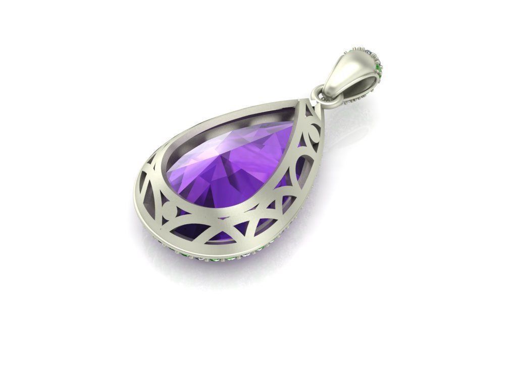 Pendant with Pear Stone diamonds 3D print model_6
