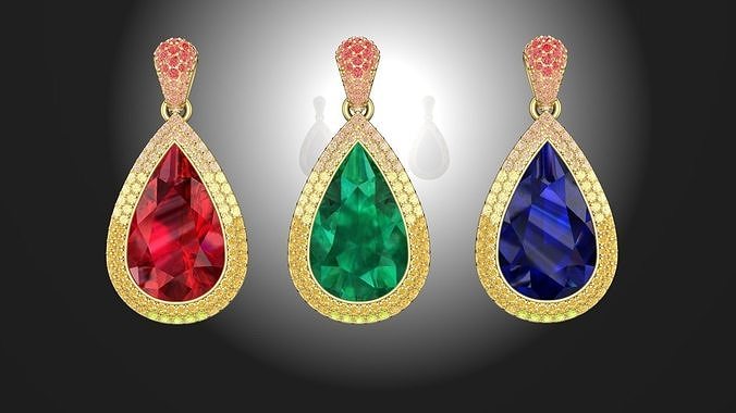 Pendant with Pear Stone diamonds 3D print model