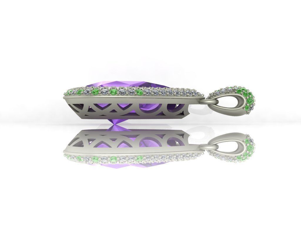 Pendant with Pear Stone diamonds 3D print model_4