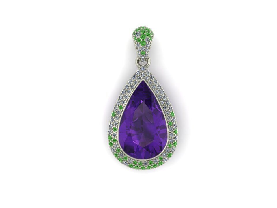 Pendant with Pear Stone diamonds 3D print model_2