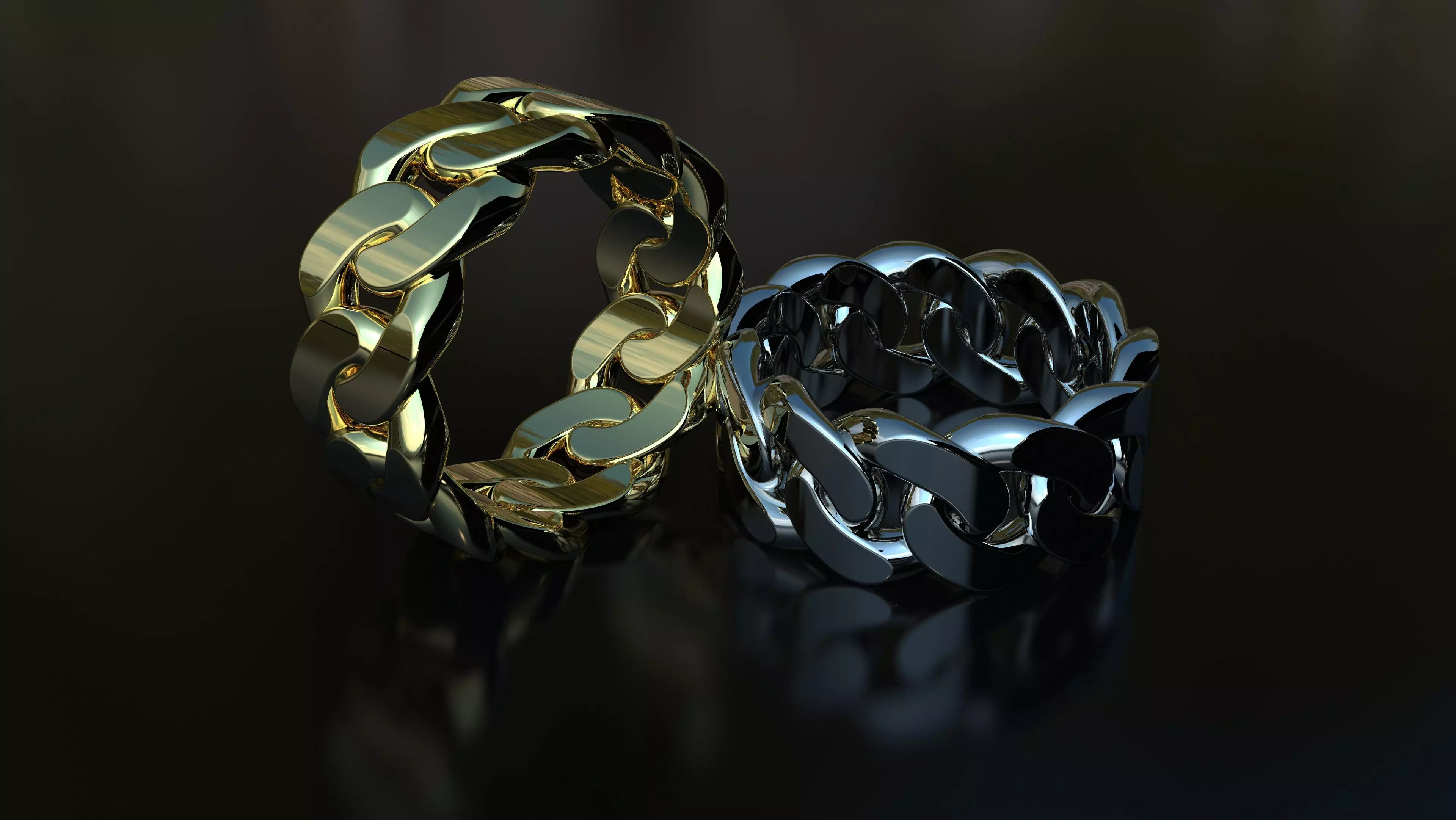 Cuban link ring 3D print model_0