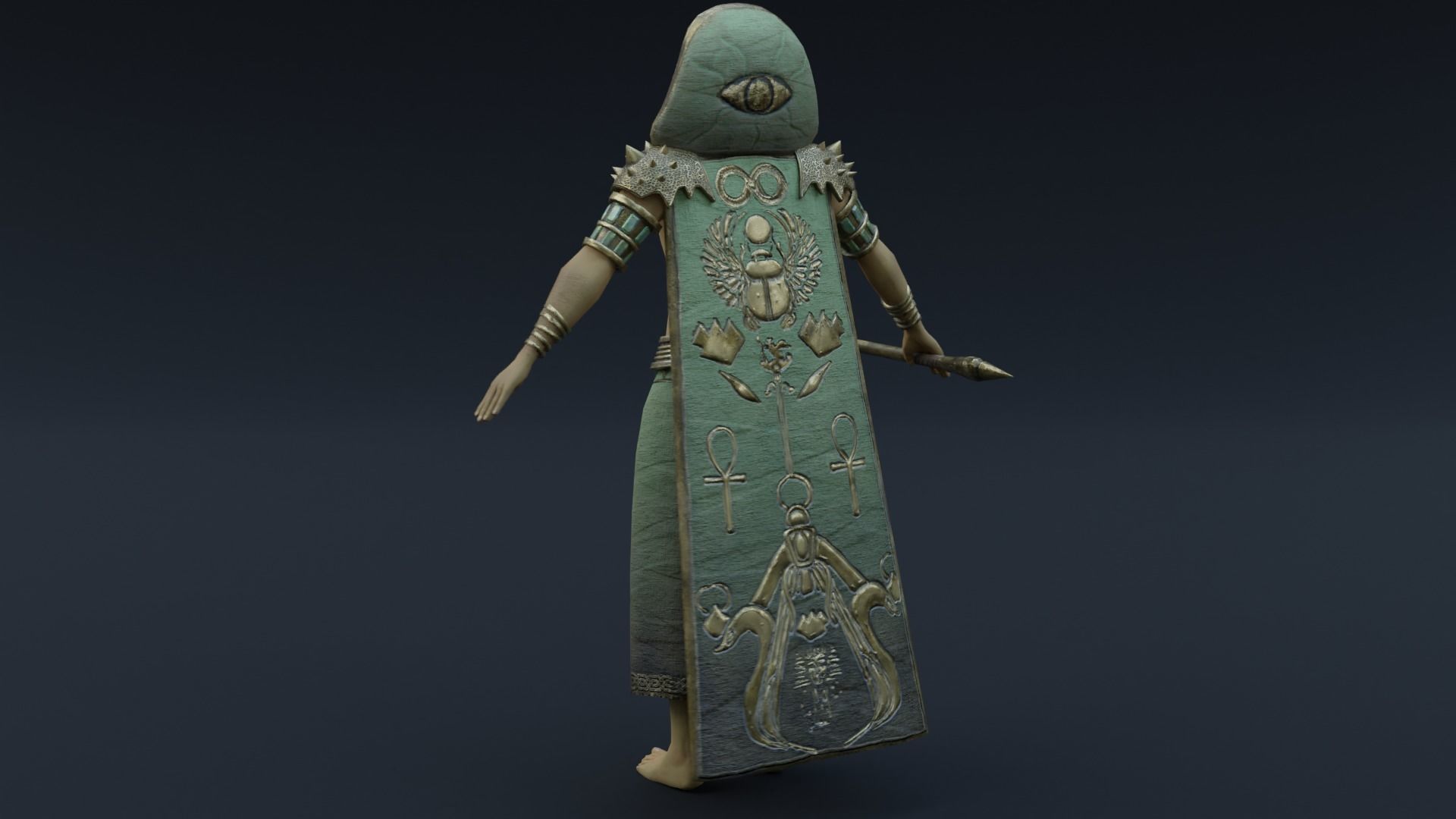 God Osiris Low-poly 3D model_9