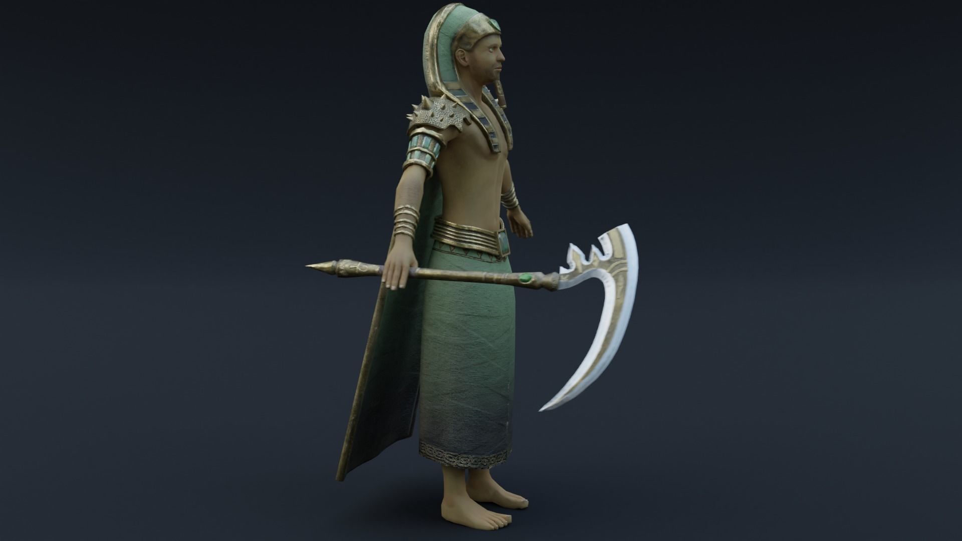 God Osiris Low-poly 3D model_5