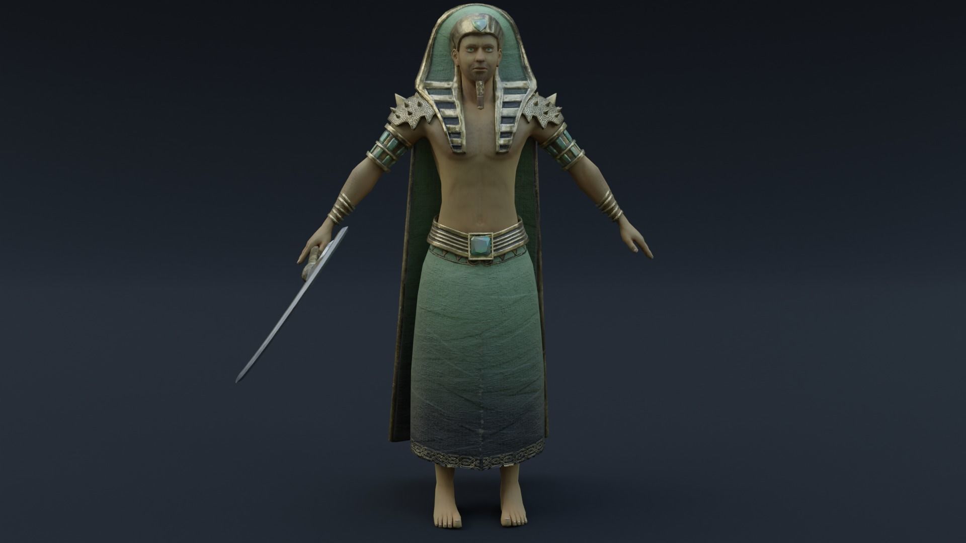 God Osiris Low-poly 3D model_2